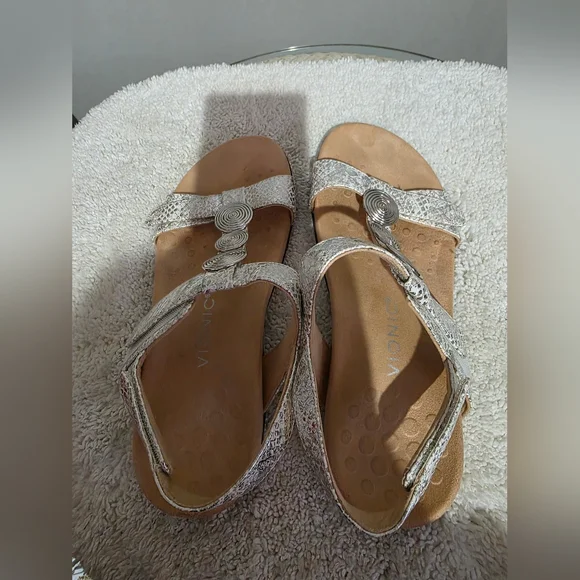 Vionic 9.5  Silver Ankle Strap Sandals - Picture 4 of 6
